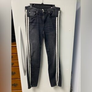rag & bone Black Skinny Jeans with White Side Stripes